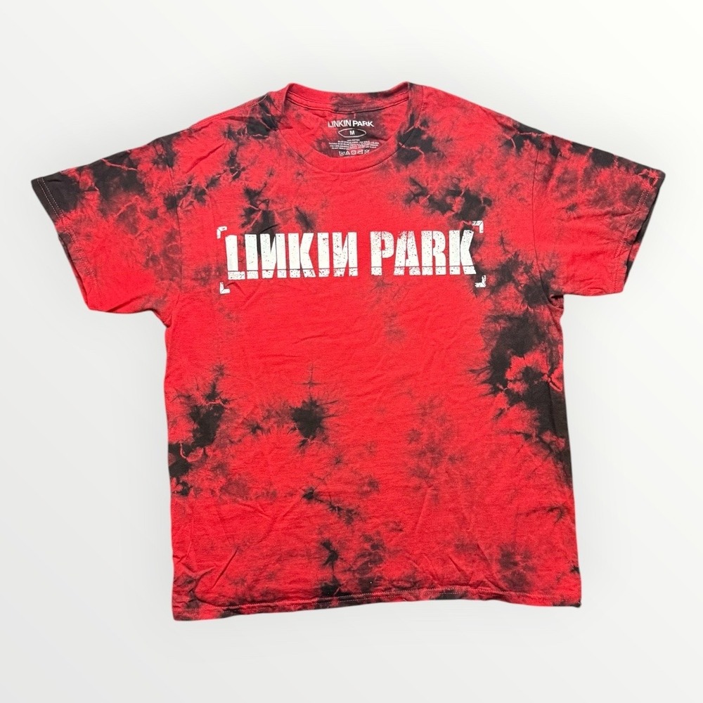 Linkin Park Red Black Tie Dye Graphic T-Shirt Mens Medium Official Band Tee 2023